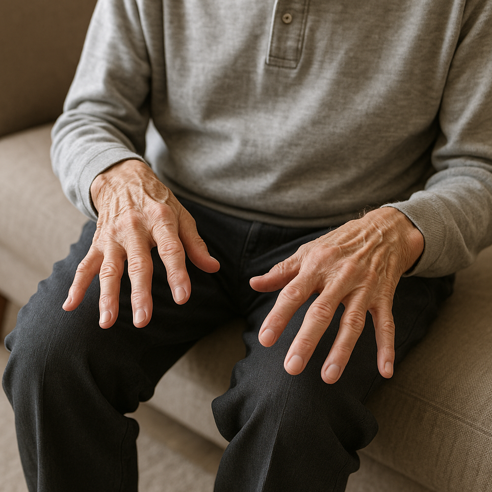 hands of patient with parkinson's